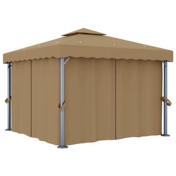 Pavilion cu perdea, gri taupe, 3x3 m, aluminiu - Img 1