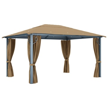 Pavilion cu perdele, gri taupe, 400 x 300 cm, aluminiu - Img 8