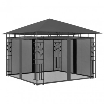 Pavilion cu plasă anti-țânțari&lumini LED, antracit, 3x3x2,73 m - Img 3