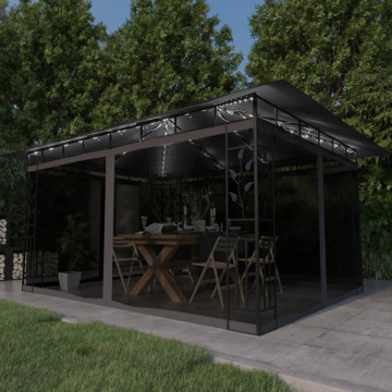Pavilion cu plasă anti-țânțari&lumini LED, antracit, 4x3x2,73 m - Img 1