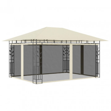 Pavilion cu plasă anti-țânțari & lumini LED crem 4x3x2,73m - Img 3