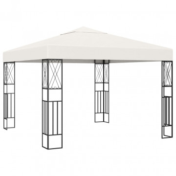Pavilion cu șir de lumini, crem, 3x3 m, material textil - Img 3