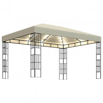 Pavilion cu șir de lumini LED, crem, 3x4 m - Img 2