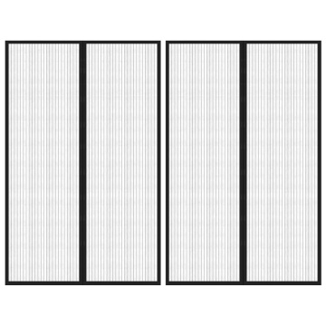 Perdea de ușă anti-insecte cu magnet, 2 buc., negru, 220x130 cm - Img 1