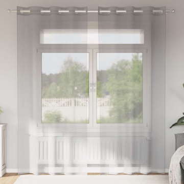 Perdele Voile cu Oelii 2 buc Gri deschis 140x225 cm - Img 1