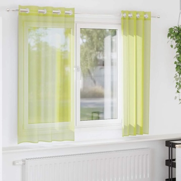 Perdele Voile cu Oelii 2 buc Verde măr 140x175 cm - Img 1