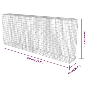 Perete gabion cu capace, 300 x 50 x 150 cm, oțel galvanizat - Img 7