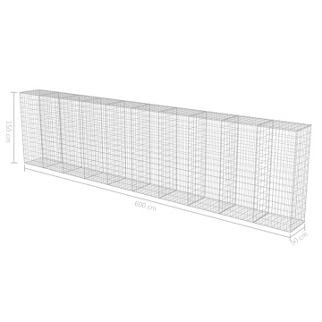 Perete gabion cu capace, 600 x 50 x 150 cm, oțel galvanizat - Img 7