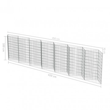 Perete gabion, oțel galvanizat, 450 x 30 x 100 cm - Img 6