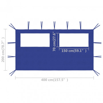 Perete lateral foișor cu ferestre, albastru, 4x2 m - Img 4
