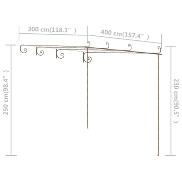 Pergolă de grădină, maro antic, 4x3x2,5 m, fier - Img 3