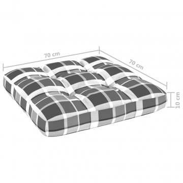 Pernă canapea din paleți, gri model carouri, 70x70x10 cm - Img 4