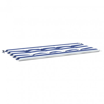 Pernă de bancă dungi albastre și albe 100x50x3 cm textil oxford - Img 2