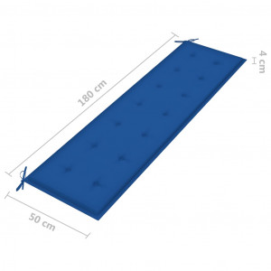 Pernă pentru bancă grădină, albastru regal, 180x50x4 cm, textil - Img 4