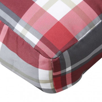 Pernă pentru canapea din paleți, roșu carouri, 60 x 40 x 10 cm - Img 6