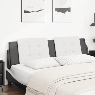 Pernă pentru tăblie pat, alb și negru, 180cm, piele artificială - Img 1