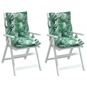 Perne de scaun spătar jos, 2 buc., model frunze, textil oxford - Img 3
