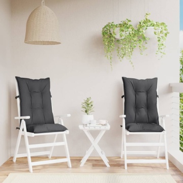 Perne scaun cu spătar înalt, 2 buc. antracit 120x50x7 cm textil - Img 3