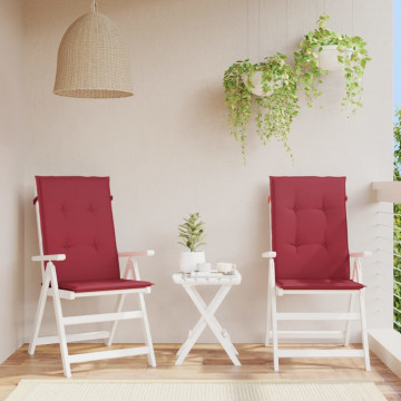 Perne scaun cu spătar înalt, 2 buc., roșu, 120x50x3 cm, textil - Img 1