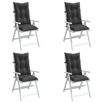 Perne scaun cu spătar înalt, 4 buc. antracit 120x50x7 cm textil - Img 1