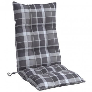 Perne scaun cu spătar înalt, 4 buc., gri, carouri textil oxford - Img 4