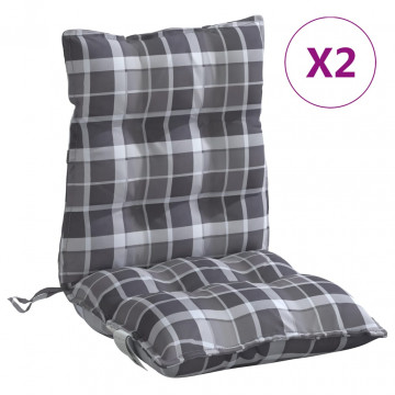 Perne scaun cu spătar mic, 2 buc., gri carouri, textil oxford - Img 2