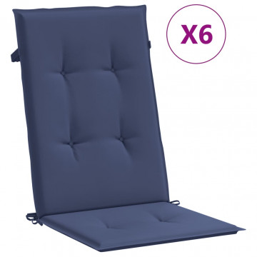 Perne scaune cu spătar înalt, 6 buc., bleumarin, textil - Img 2