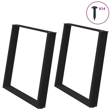 Picioare pentru masă în formă U 2 buc Negru 90x(72-73) cm Oțel - Img 1