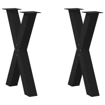 Picioare pentru masă în formă X 2 buc Negru 50x(72-73) cm Oțel - Img 1