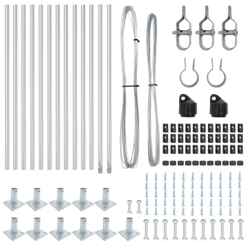 Piloni de gard cu plăci de bază 13 buc Ø32mm 110cm Oțel galvanizat - Img 4