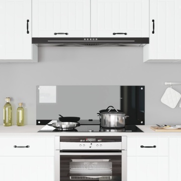 Placă de Backsplash pentru Bucătărie Neagră 110x40x0,6 cm din Sticlă Temperată - - Img 3