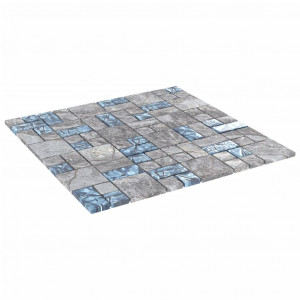Plăci mozaic autoadezive 11 buc. gri&albastru, 30x30 cm, sticlă - Img 4