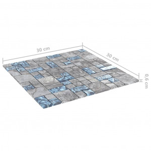 Plăci mozaic autoadezive 11 buc. gri&albastru, 30x30 cm, sticlă - Img 5