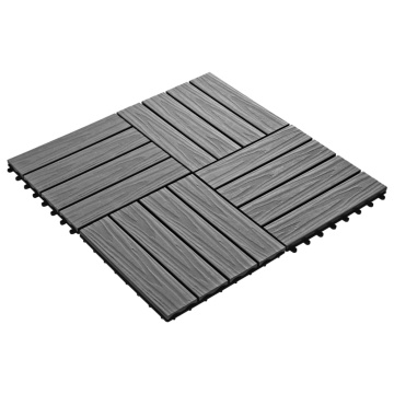 Plăci podea în relief WPC, 11 buc., 30 x 30 cm, 1 mp, gri - Img 2