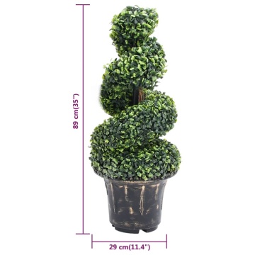 Plantă artificială de cimișir cu ghiveci, verde, 89 cm, spirală - Img 5