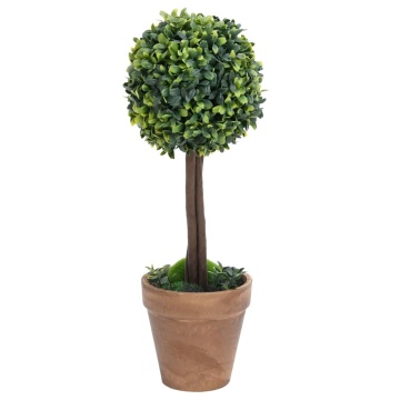 Plante artificiale cimișir cu ghiveci, 2 buc. verde 41 cm minge - Img 3