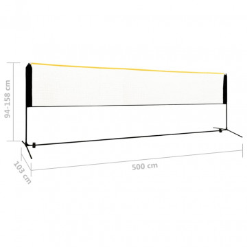 Plasă de badminton reglabilă, 500x103x94-158 cm, metal - Img 6