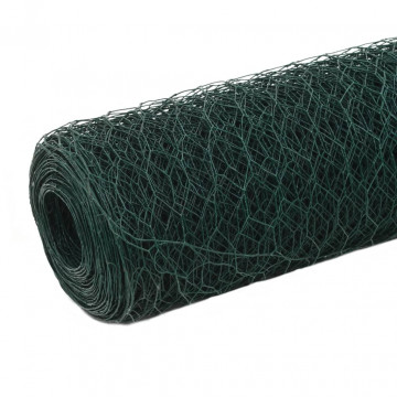 Plasă de sârmă găini, verde, 25 x 1,5 m, oțel cu înveliș PVC - Img 1
