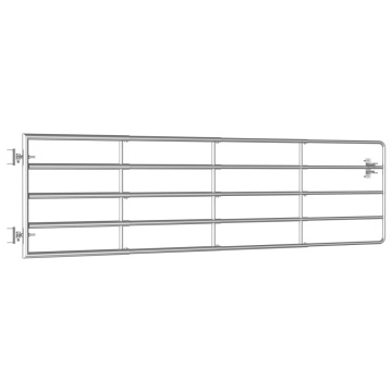 Poartă de câmp cu 5 bare, argintiu, (115-300) x 90 cm, oțel - Img 3