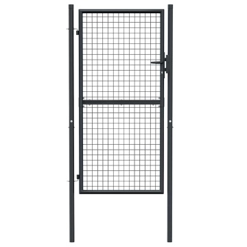 Poartă de gard din plasă, gri, 100 x 225 cm, oțel galvanizat - Img 4