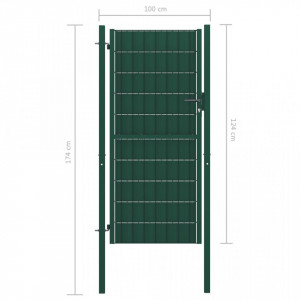 Poartă de gard, verde, 100x124 cm, PVC și oțel - Img 4