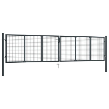 Poartă de grădină din plasă, gri, 400 x 150 cm, oțel galvanizat - Img 2
