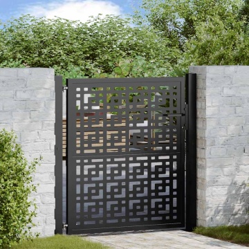 Poartă de grădină neagră 105x105 cm Design în cruce de oțel - Img 1