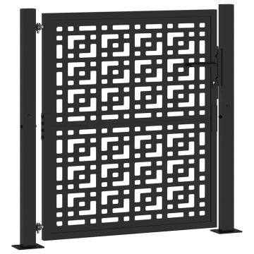 Poartă de grădină neagră 105x105 cm Design în cruce de oțel - Img 2