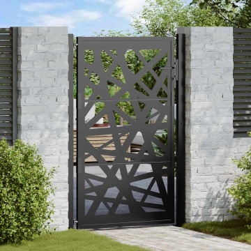 Poarta de gradina neagra 105x155 cm Design cu lumina din otel - Img 1