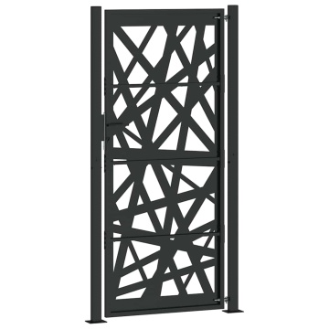 Poarta de gradina neagra 105x205 cm Design cu lumina din otel - Img 5