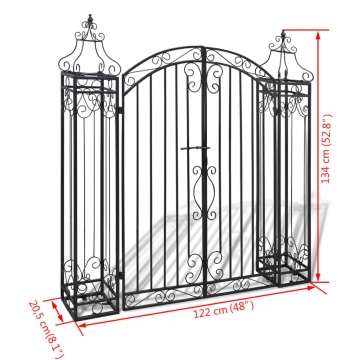 Poartă de grădină ornamentală, fier forjat, 122 x 20,5 x 134 cm - Img 5