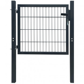 Poartă pentru gard 2D (simplă), gri antracit, 106x130 cm - Img 1
