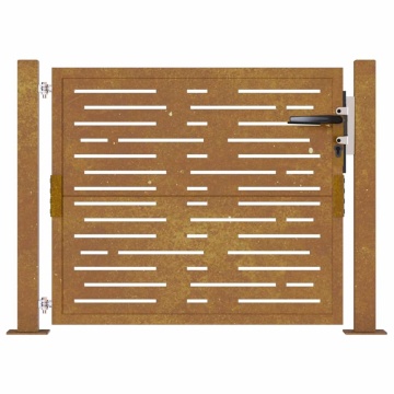 Poartă pentru grădină, 105x105 cm, oțel corten, dreptunghiuri - Img 4