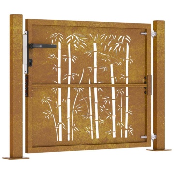 Poartă pentru grădină, 105x80 cm, oțel corten, model bambus - Img 8